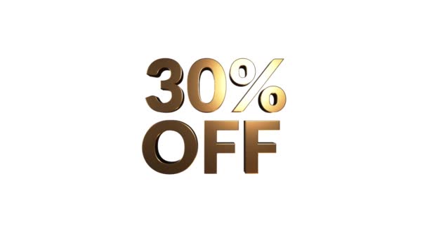 30 percent off 3d letters rotate on white background - Footage, Video