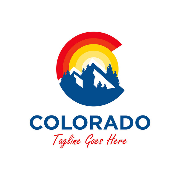 colorado mountain illustration logo design with letter C - Vector, Image