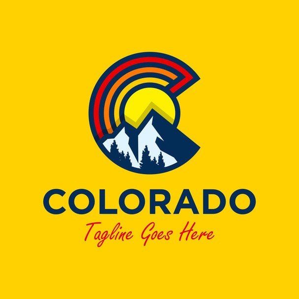 colorado mountain illustration logo design with letter C - Vector, Image