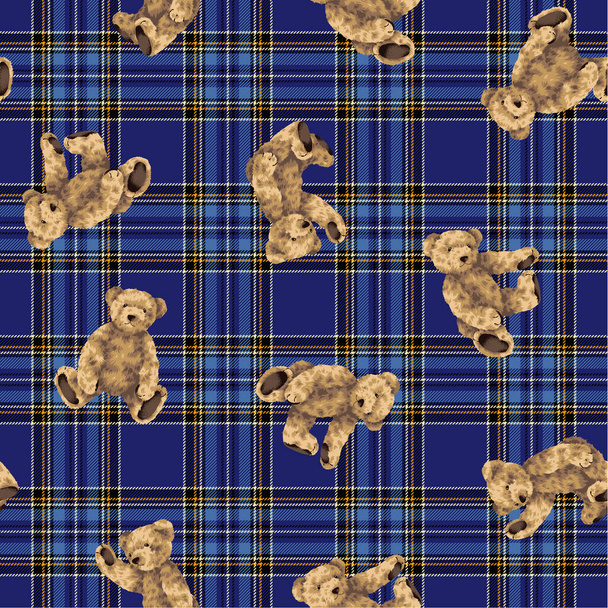 Seamless pattern of cute bear illustration, - Vector, imagen