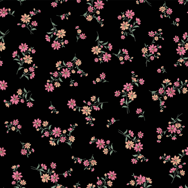 Seamless and beautiful flower illustration pattern,Beautiful flowers drawn in vector, - Vector, Imagen