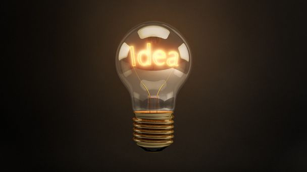 Bright Idea 3D Incandescent Light Bulb - Photo, Image