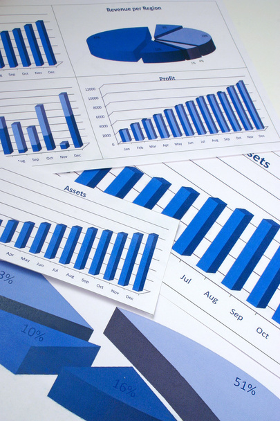 finanční řízení grafy v podnikové modrá barva - Fotografie, Obrázek