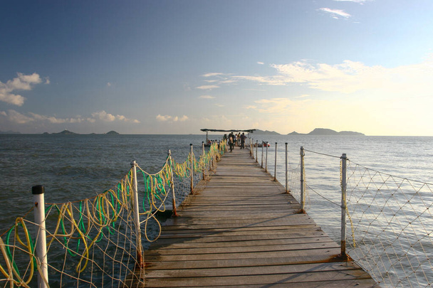 the Pontoon jetty across the water at Lung Kwu Tan - Photo, image
