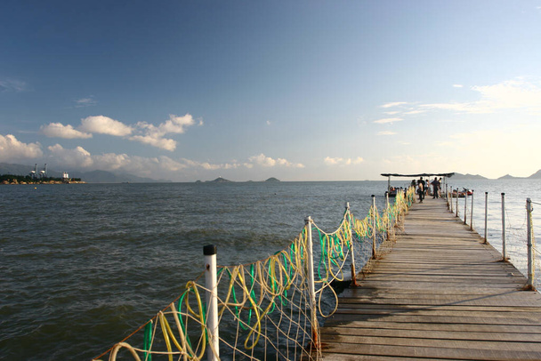 the Pontoon jetty across the water at Lung Kwu Tan - Fotoğraf, Görsel