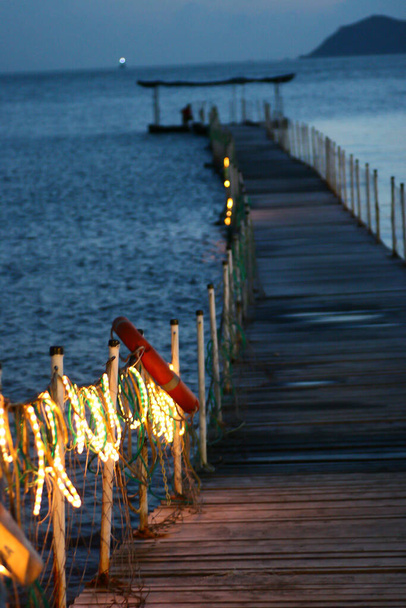 2 July 2005 the Pontoon jetty across the water at Lung Kwu Tan - Photo, image