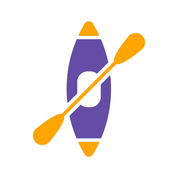 Kayak avec icône de glyphe vectoriel de pagaie. Panneau camping. Symbole graphique pour le voyage et le tourisme conception du site Web et des applications, logo, application, interface utilisateur - Vecteur, image