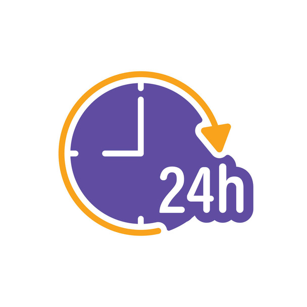 Služba 24 hodin vektorový glyf ikona. Grafický symbol pro cestování a cestovní ruch webové stránky a aplikace design, logo, app, UI - Vektor, obrázek