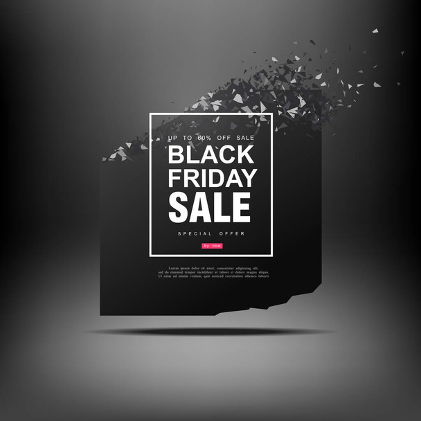 Black Friday discount coupon. Blast wave with flying particles. Explosive coupon sale. Big Sale - Vector, Image