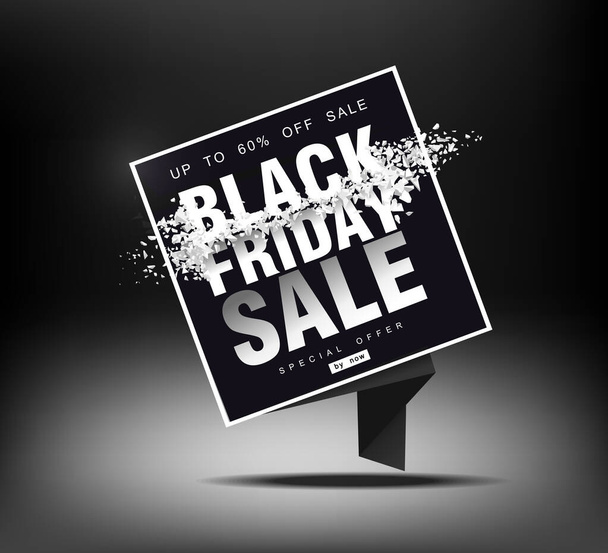 Black Friday sale. Blast wave with flying particles. Shot at prices. - Vector, Image
