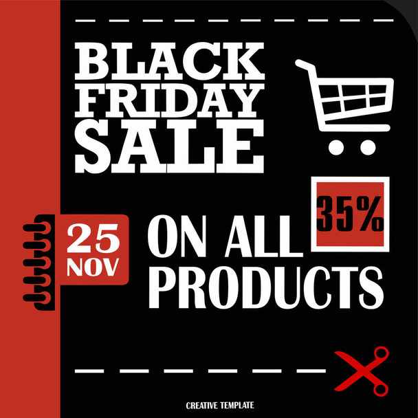 Black Friday, Big Sale, creatief sjabloon voor plat ontwerp - Vector, afbeelding