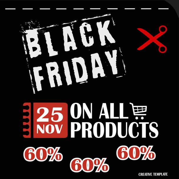 Black Friday, Big Sale, kreatív sablon lapos design - Vektor, kép