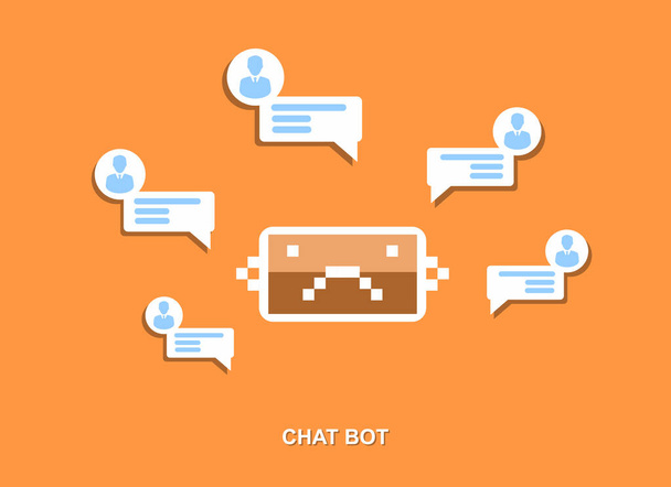 Ícone de robô ofendido com bate-papo de serviço de bolha de fala bot personagem de desenho animado plano moderno - Vetor, Imagem