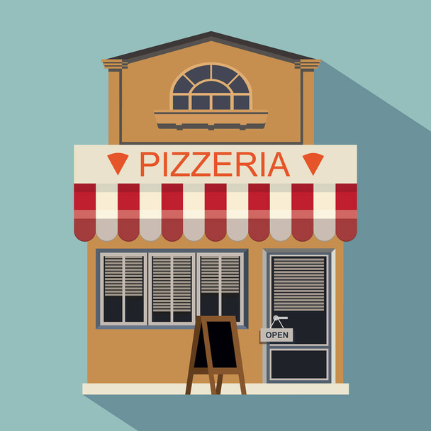 Ilustrace pizzerie malý roztomilý retro obchod nebo butik - Vektor, obrázek