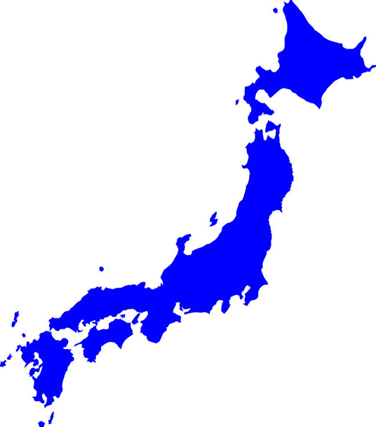Μπλε χρωματιστό χάρτη περίγραμμα της Ιαπωνίας. Πολιτικός Ιαπωνικός χάρτης. Χάρτης εικονογράφησης διανύσματος. - Διάνυσμα, εικόνα