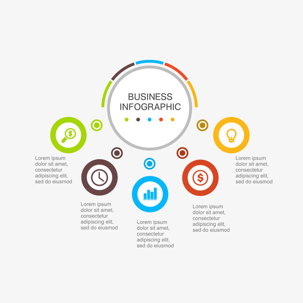 Business infographic litteä muotoilu, valkoisella taustalla - Vektori, kuva