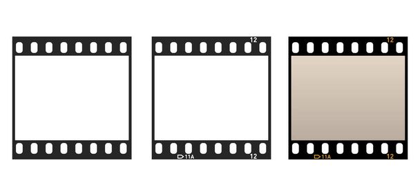 Blank film strip collection. Empty film or photo frames set. Negative film, filmstreifen. Vector illustration - Vector, Image