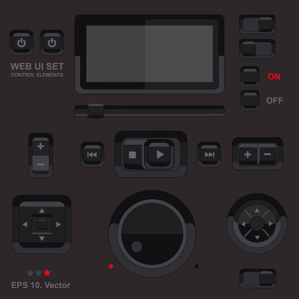 Interface do jogador, elemento de design, conjunto de vetores, aplicativo móvel, smartphone, tablet, guia da web, barra de navegação - Vetor, Imagem
