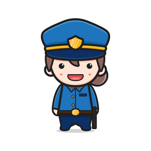 Cute girl police cartoon icon vector illustration. Design isolated flat cartoon style - Vector, Image