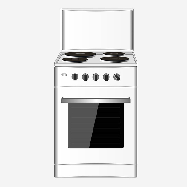 hob, isolated, electric, kitchen, white, appliance, burner, vector, stove, furnace, household, technology, equipment, modern, illustration, object, gas, electrical, realistic, design, cook, home, cuisine, house, oven, background, domestic, cooking, h - Vector, Image