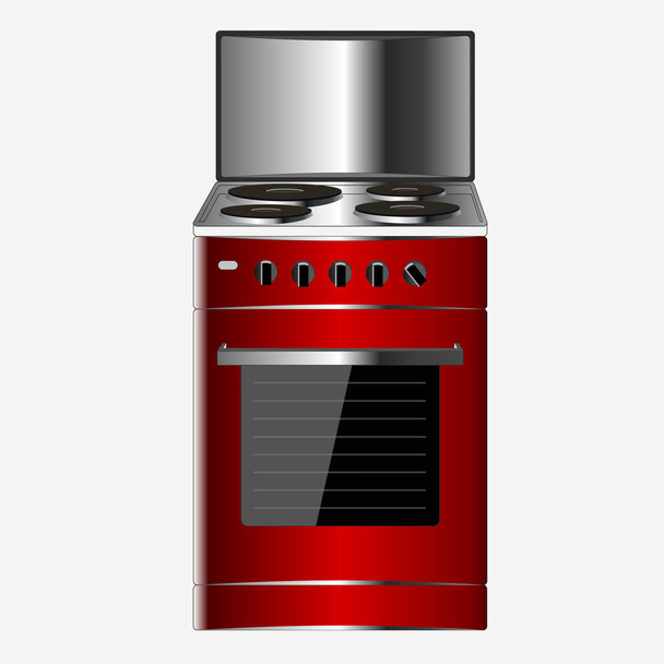 hob, isolated, electric, kitchen, red, appliance, burner, vector, stove, furnace, household, technology, equipment, modern, illustration, object, gas, electrical, realistic, design, cook, home, cuisine, house, oven, background, domestic, cooking, hea - Vector, Image
