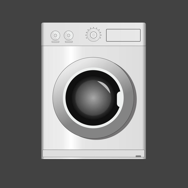 Illustration white washing machine on black background - ベクター画像