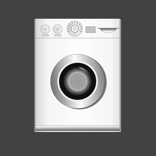 Siyah arkaplanda beyaz çamaşır makinesi - Vektör, Görsel