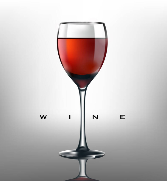 Kırmızı şaraplı gerçekçi şarap kadehi, gerçekçi makro fotoğraf, kırmızı şaraplı şarap kadehi. - Vektör, Görsel