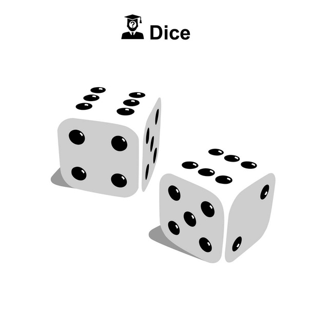 White Dice, Casino, vector, flat design, elements - Vector, Image