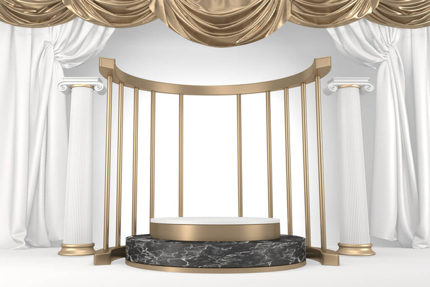 Modern black podium on white background. 3D rendering - Photo, image