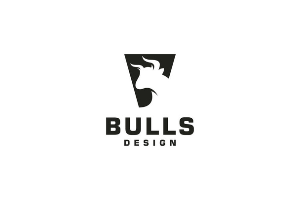 Логотип буквы V, логотип быка, логотип главного быка, шаблон логотипа - Вектор,изображение