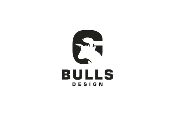 Логотип буквы G, логотип быка, логотип главного быка, шаблон логотипа - Вектор,изображение