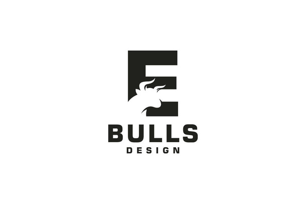 Логотип буквы Е, логотип быка, логотип главного быка, шаблон логотипа - Вектор,изображение