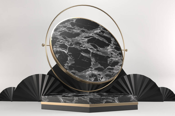 Modern granite,Victory podium show cosmetic product geometric. 3D rendering - Foto, Imagen