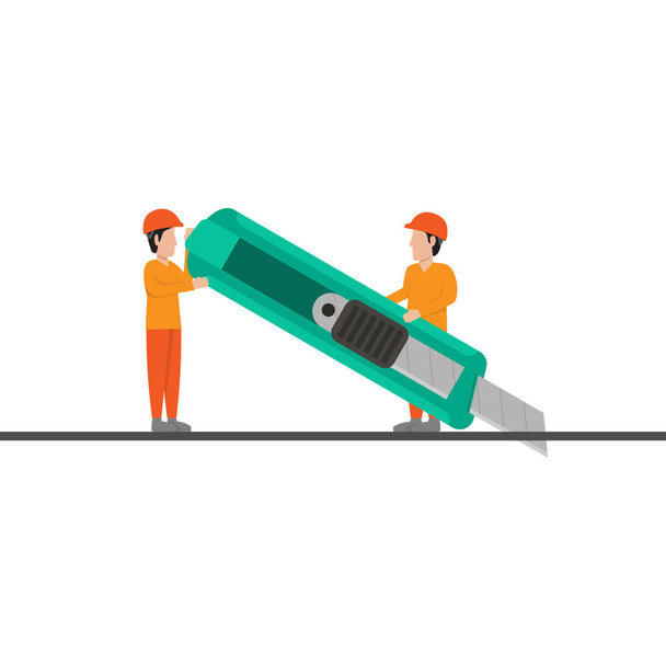 the worker use the cutter graphic - Vector, Image