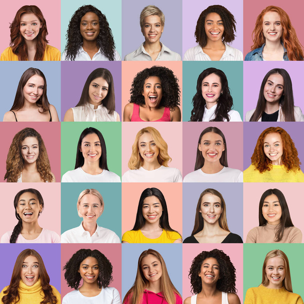 Набір портретів красивих дам з різними зачісками
 - Фото, зображення