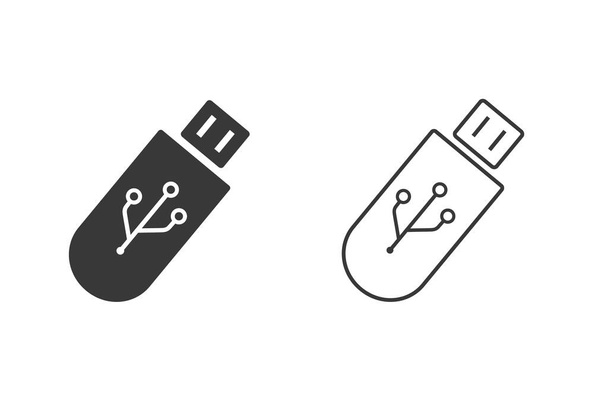 Conjunto de iconos de la unidad USB aislados en blanco. Ilustración vectorial - Vector, imagen