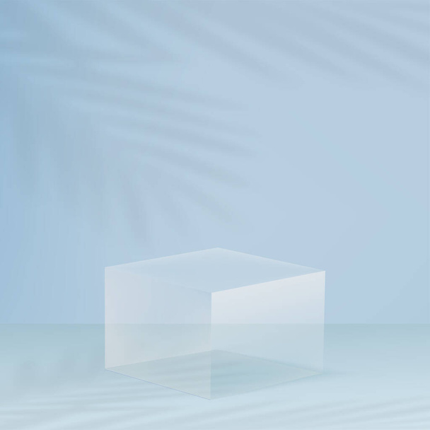 Abstrakter Hintergrund mit geometrischen 3D-Podien in blauer Farbe. Vektorillustration. - Vektor, Bild