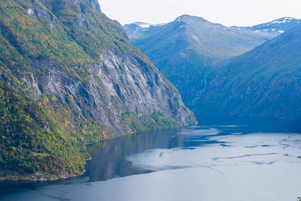 A nice mountain landscape in Geirangerfjord, Norway - 写真・画像