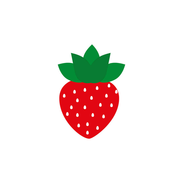 Garden mansikka hedelmiä tai mansikoita tasainen väri vektori kuvake ruoka sovellukset ja sivustot - Vektori, kuva