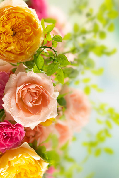 Beautiful bouquet of roses. Colorful flowers festive background.Floral concept. - Foto, immagini