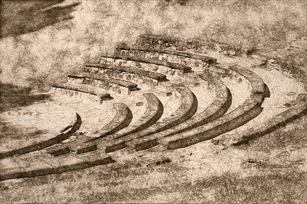 Эскиз места в амфитеатре, готового к выступлению в парке - Фото, изображение