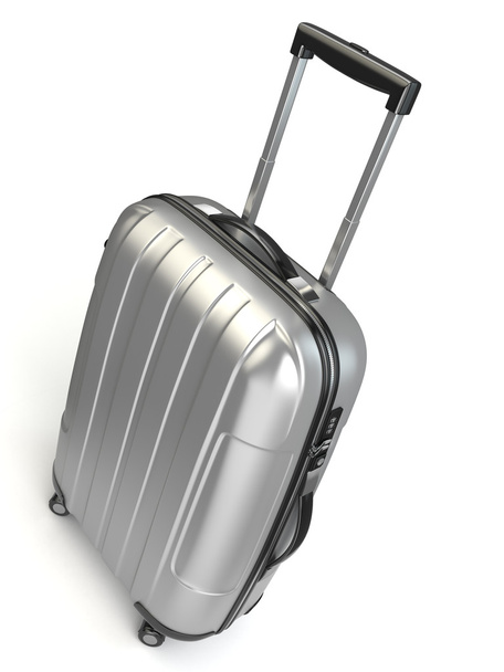 Luggage, Aluminium suitcase on white isolated background. - Valokuva, kuva