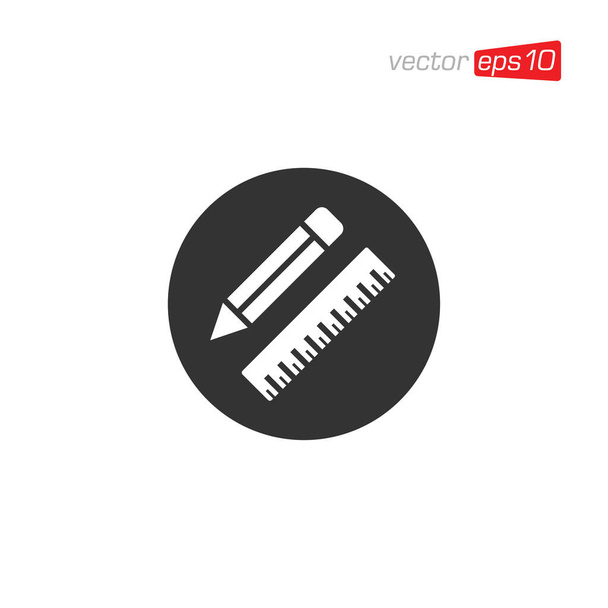 Pencil and Ruler Icon Design Vector - Vector, Image