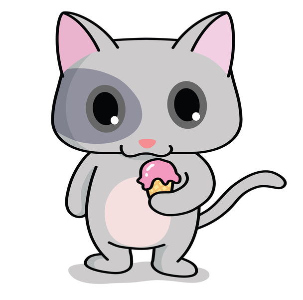 rajzfilm vicces macskák élvez fagylalt - Vektor, kép