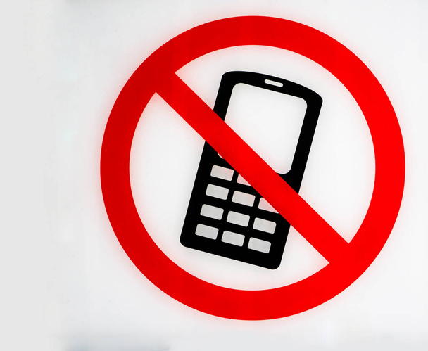 Do not use your mobile phone icon on white background. No phone sign. photo image. - Zdjęcie, obraz