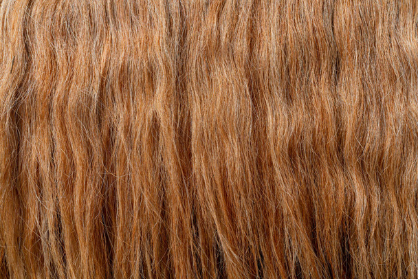 A textúra gyönyörű vastag vörös haj. Gyönyörű hullámos haj..  - Fotó, kép