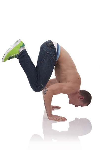 stylish and cool breakdance style dancer posing on a white background - Foto, Imagem