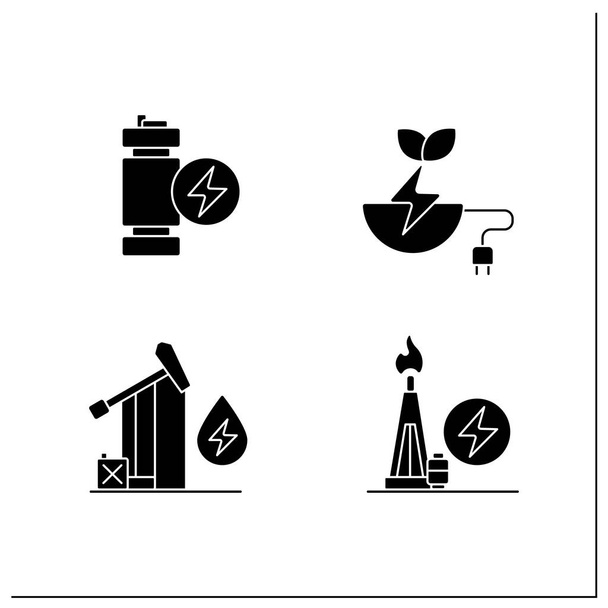 Conjunto de iconos de glifo de energía - Vector, imagen