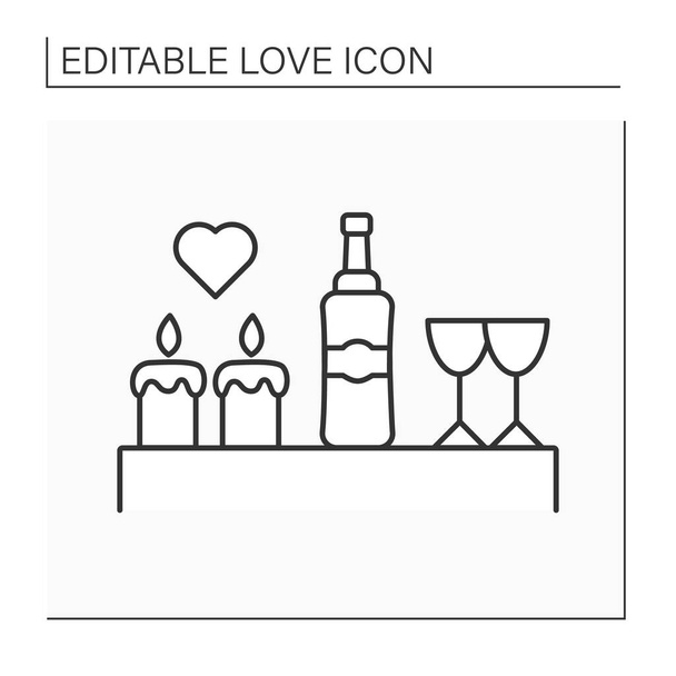 Romantisch diner lijn icoon - Vector, afbeelding